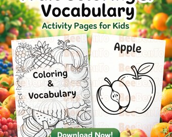 Fruit Coloring Pages | Kids' Vocabulary Activity (PDF A4 & Letter CMYK)