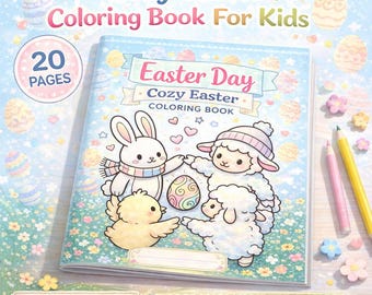 Cozy Easter Coloring Book PDF, 20 Pages Printable, Spring Bunny Art, A4 Letter Size, Relaxing Digital Download CMYK