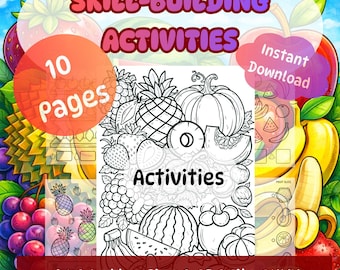 10 Fruit Activity Worksheets for Kids | Preschool Activities | Learning Printable | PDF A4 & Letter CMYK