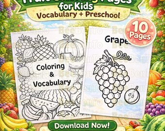 Fruit Coloring Pages | Kids' Vocabulary Builder (PDF A4 & Letter)
