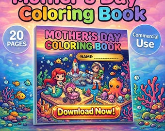 Isometric Mother's Day Coloring Book Commercial Use • 20 Pages Mom Pages PDF • Classroom Kids Activity • Unique Puzzle Art Gift for Her JPG