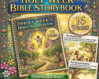 Holy Week Bible Story Printable | Christian Easter Activity PDF | Sunday School Storybook | Resurrection Lesson Pack CMYK