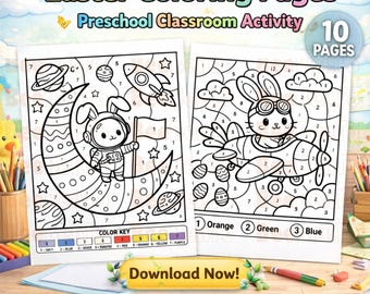 Easter Coloring Pages Printable PDF | Kids Coloring Book | Preschool Classroom Activity | Instant Download A4 Letter