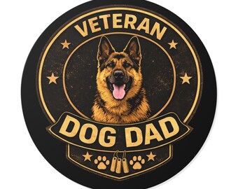 Pegatinas de vinilo para papá veterano, calcomanía para amantes de los perros militares, regalo patriótico K9 para veteranos, pegatinas redondas de vinilo