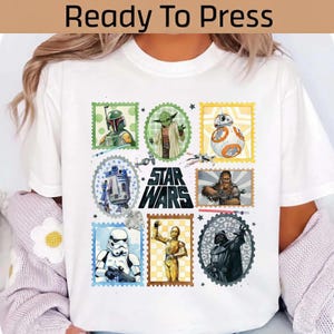Star Wars Stamp DTF Transfer, Yoda Darth Vader DTF, Star Wars Characters Ready To Press, Star Wars Retro DTF