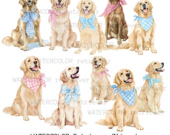 Aquarell Labrador Retriever Clipart Bundle, Hund Mama und Papa Geschenk (digitaler Download)