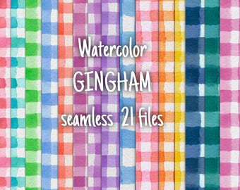Aquarell Gingham Seamless Digital Paper Pack (21 Dateien)