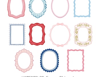 Aquarell Rahmen Clipart, dekorativen Rahmen, PNG (Digital Download) handbemalt