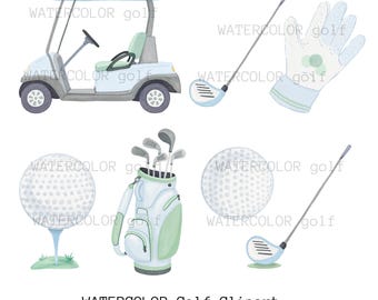 Aquarell Golf Clipart: Handgemalte Golfsport PNG Bilder (300 DPI) Download