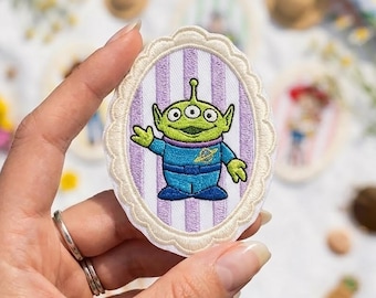 Embroidered Retro Space Ranger Cowboy Patches, Toy Friends Iron-On Patches For Bag, Hat, Shirt, Pastel Cute Toys Patch, Park Trip Gifts