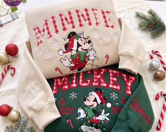 Couple Mouse Very Merry Xmas Party Embroidered Sweatshirt,   Magical Land Couples Christmas Shirt, Custom Name Shirt, Family Christmas Gift