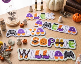 Halloween Name Embroidered Patch, Custom Spooky Name Patch, Trick or Treat Backpack Patch, Personalized Iron On Patch, Halloween Gift