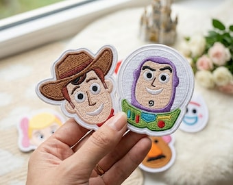 Embroidered Retro Toy Friends Patches, Space Ranger Cowboy Iron-On Patches For Bag, Hat, Shirt, Magical Land Cute Toys Patch, Gift For Kids