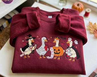Cardiac Nurse Halloween Embroidered Sweatshirt, Silly Goose Telemetry EKG Nurse Tee, Heart Nurse Gift, Spooky Cardiology Nurse Gift