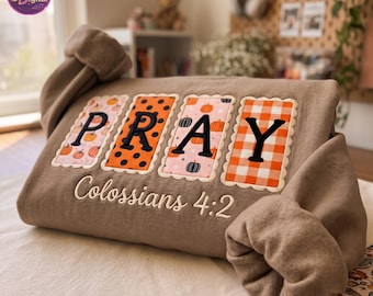 Preppy Bible Fall Embroidered Sweatshirt, Fall Jesus Applique Crewneck, Fall Pumpkin Spice Tee, Jesus Christian Cute Top, Faith Based Gift
