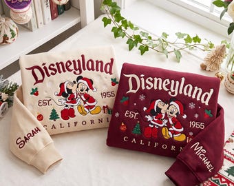 Magical Land Christmas Embroidered Sweatshirt, Custom Couple Mouse Holiday Matching Tee, Castle Trip Christmas Shirt, Family  Vacation Gift