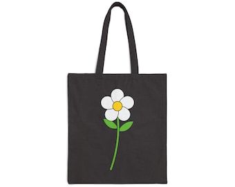 Simple Daisy Illustration Tote Bag | Canvas Floral Shopper