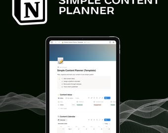 Simple Content Planner Notion Template | Social Media Planner | Digital Notion Dashboard