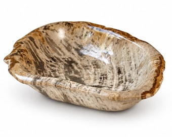 Tigela de madeira petrificada cor marfim