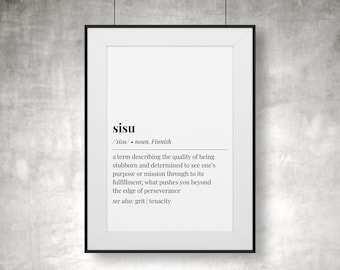 Sisuの定義プリント｜フィンランド語のワードアート、タイポグラフィ｜決意、成長マインドセット（デジタルダウンロード）