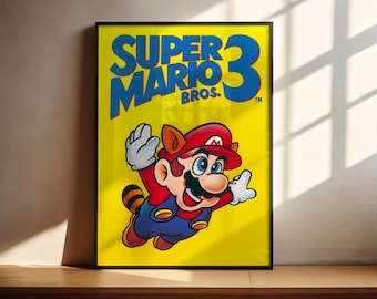 Super Mario Bros 3 Poster Print | Gaming Poster | Gaming Decor | Video Game Poster | Gaming Gift | Video Game Print | Gaming Cover