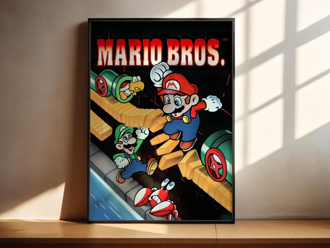 Mario Bros | Poster Video Game Wall Art | Gamer Wall Decor | Video Game ...