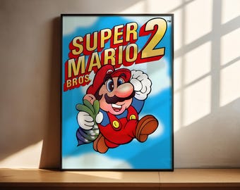 Super Mario Bros 2 Poster Print | Gaming Poster | Gaming Decor | Video Game Poster | Gaming Gift | Video Game Print | Gaming Cover