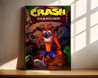 Crash Bandicoot Videospiel Wandkunst | Gamer Wand Dekor | Videospiel Print Geschenk | Mattes Plakat