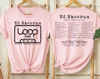 Camiseta de la gira norteamericana de Ed Sheeran 2026, camiseta con estampado retro de bucle de casete, camiseta de concierto, merchandising vintage para fans, camiseta de Ed Sheeran