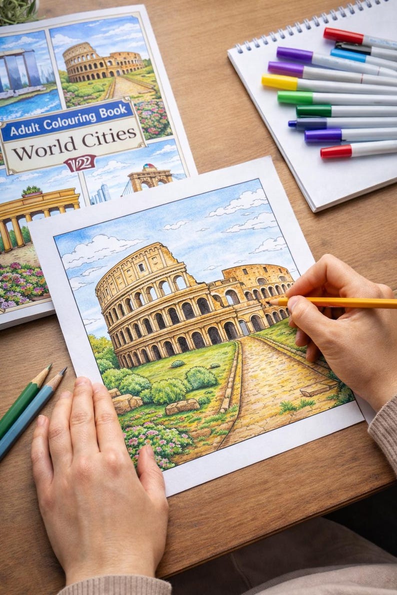 World Cities Adult Colouring Book V2 | Famous City Landmark Colouring ...