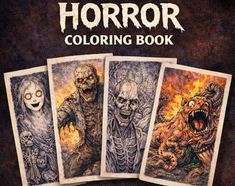Livre de coloriage adulte gothique horreur imprimable – pages d'art effrayant Dark Fantasy, pages à colorier effrayantes, téléchargement immédiat