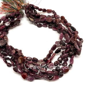 Red Ruby Color Tumble Gemstone Beads, Beads For Jewelry, (8) Inch Strand,
