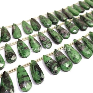 Ruby Zoisite Faceted Pear Shape Beads: 8 Inch Strand, AAA Quality, Jewelry Making