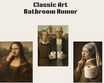 Arte divertido para pared de baño / Humor clásico / Impresión de papel higiénico / Descarga instantánea