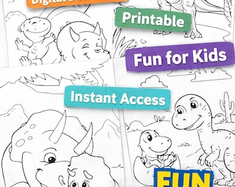 Dinosaur Coloring Pages for Kids Printable Toddler Activity Sheets Instant Download PDF