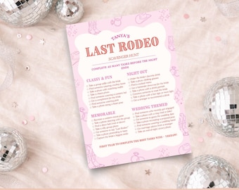 Last Rodeo Bachelorette Scavenger Hunt | Cowgirl Nashville Party Game | Editable Canva Template | Instant Download