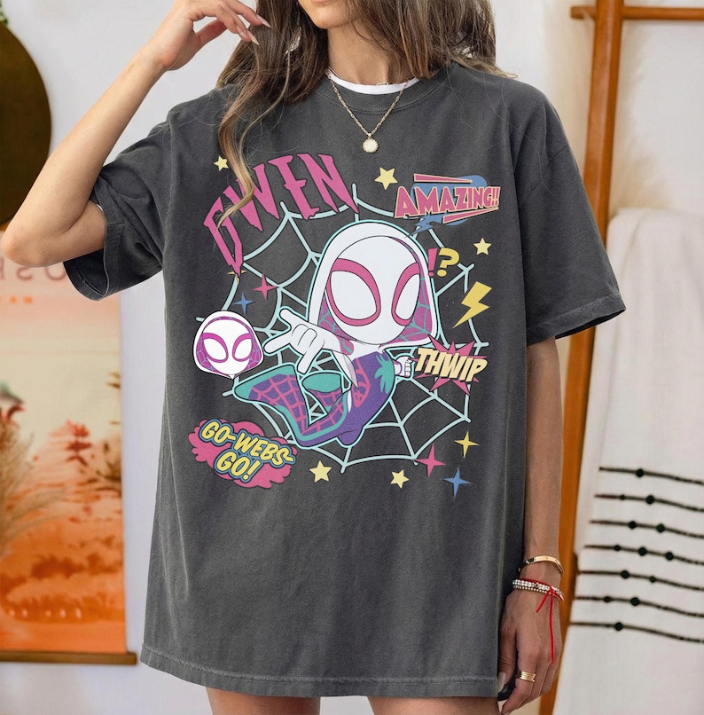 Ghost Spider Shirt, Gwen Amazing Friends Tee, Marvel Superhero Graphic, Disney MCU Comic Tee image 1