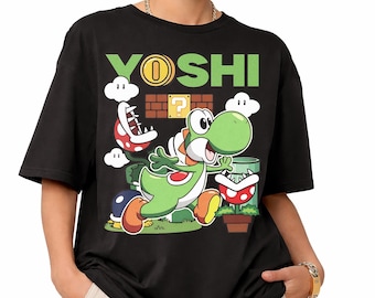 Yoshi Super Mario Shirt, Vintage Nintendo Dinosaur Tee, Mario World Graphic