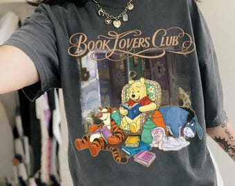 Vintage Disney Pooh & Friends Book Club Comfort Colors Shirt, Librarian Shirt, Book Lover Gift, Bookish Sweatshirt, Funny Gift for Friends