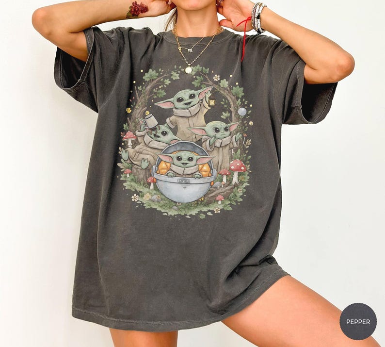 Grogu Star Wars Shirt, Vintage Baby Yoda Comfort Colors Tee, Retro Mandalorian Graphic, Disney World Trip Gift image 3
