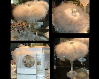 Smooth Cashmere & Tonka ~ 6 oz Scented Dusting Powder with Puff and Glass Stand by Renditions