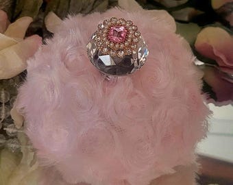 Soft Baby Pink Body Dusting Powder Puff ~ Crystal Embellished Handle
