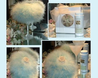 Something Blue ~ 6 oz Scented Dusting Powder with Puff and Glass Stand by Renditions