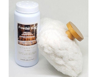 Powder Keg Tobacco & Spice Scented Deodorant Body Powder for Men with Puff