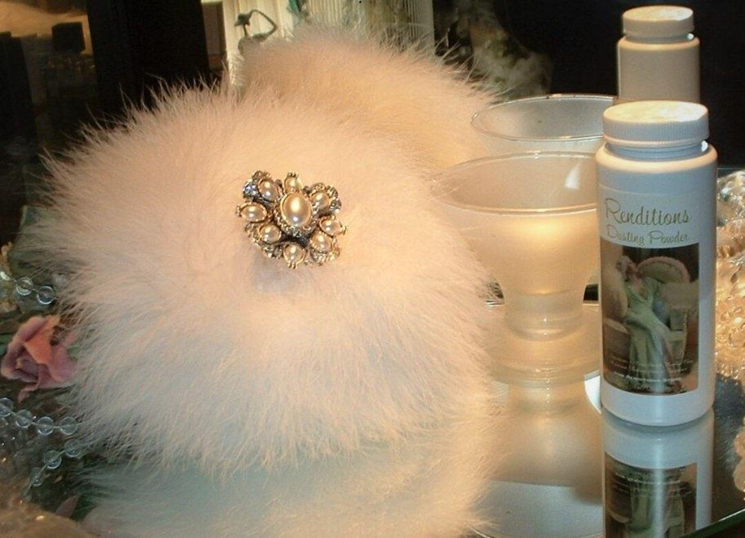 Dusting Powder Inner Cap White Caps ~ 6 Oz Scented Dusting Powder W/ Puff & Stand by Renditions ...