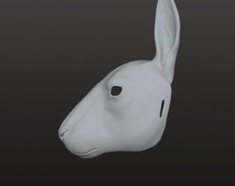 Arquivo digital STL de máscara de lebre simples para impressão 3D, cosplay e baile de máscaras.