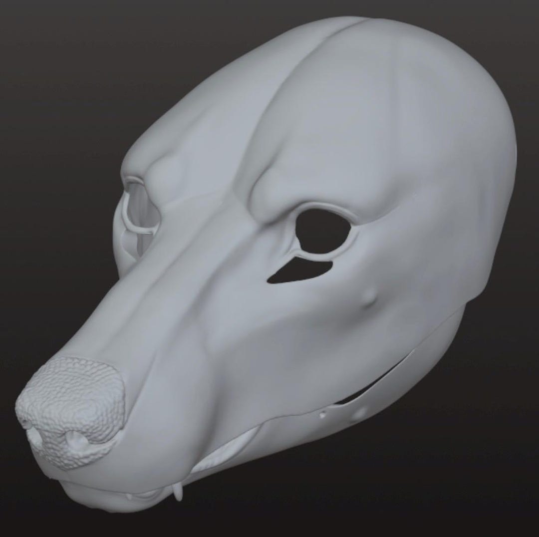 Realistic Wolf Mask Fursuit Base STL Movable Jaw Anatomically Correct ...