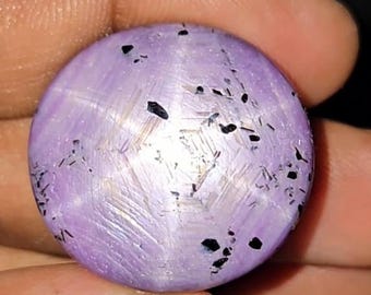 Rubí estrella natural de 87,30 ct, cabujón suelto, piedra preciosa ovalada rosa sin tratar