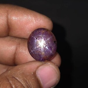 Natural 37.40 Ct Star Ruby Cabochon Purplish Red Loose Gemstone Untreated Oval