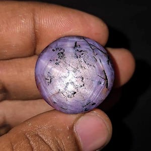 Natural 76.75 Ct Star Sapphire Trapiche Purple Cabochon Loose Gemstone  Untreated Oval